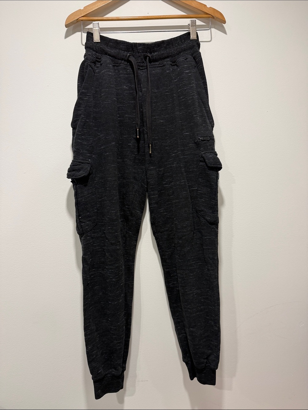 Champs Men's Black Cargo Jogger Pants - Casual Drawstring Sweatpants